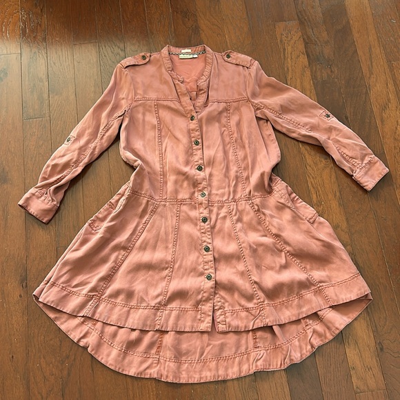 Anthropologie Holding Horses Womens Mariona Dusty Rose Swing Shirt Dress Sz 4 - Picture 3 of 12